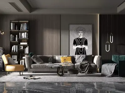 Modern Room Style Luxury Living 3D model
