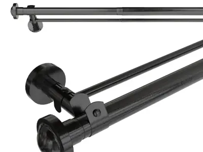 curtain with rod and metal blind 08 Low-poly 3D model