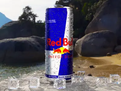 Red-bull Can 3D Model - Blender Cycles Render 3D model