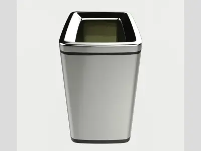 Modern Metal Trash Can Low Poly High Poly 3D model
