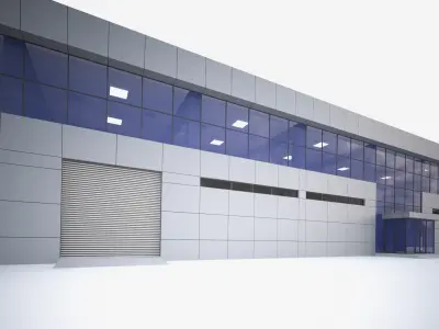 FACTORY AND OFFICE BUILDING -with interior Low-poly 3D model