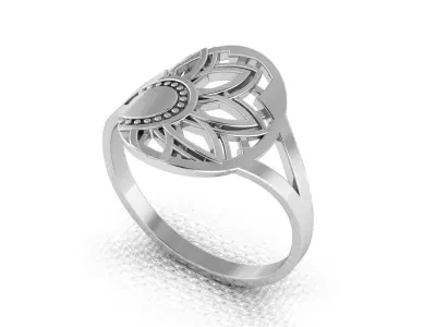 Silver ring in the form of a sun for 3D printing 3D print model