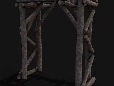Primitive Log Archway Low-poly 3D model