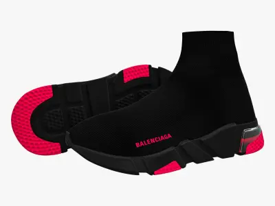 Balenciaga Speed Clear Sole Trainers Black Pink 3D model