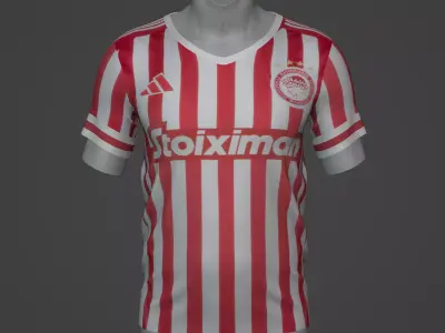 Olimpiyakos Football Jersey T-Shirt - Soccer Kit Low-poly 3D model