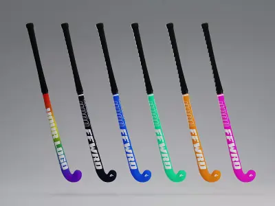 Field Hockey Stick and Ball 3D model