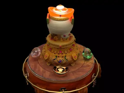 Chinese treasure bowl  Low-poly 3D model
