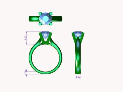 dmc-08 solitaire engagement ring with oval cut diamond 3D print model