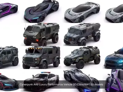 Cyberpunk And Luxury Performance Vehicle 3D Collection 3D Model Pack