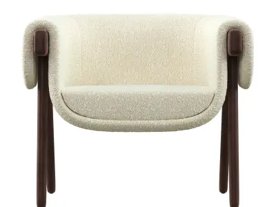 Monica chair with wooden legs and fabric 3D model