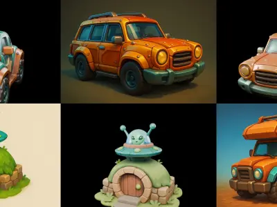 Stylized Car Advanced model bundle 21 pack 100 glb 3D model