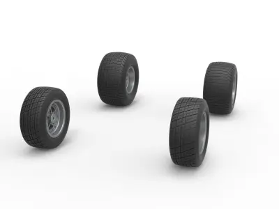 Wheel Set of Midget car Scale 1 to 25 3D print model