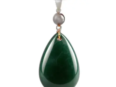 Elegant Green Jade Teardrop Pendant Low-poly 3D model