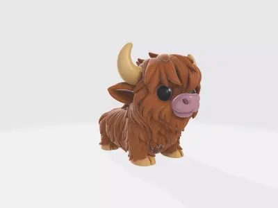 Cute Highland Cow Adorable Highland Cattle Figurine 3D print model