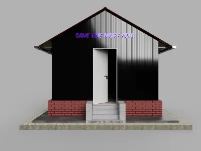 Tin Roof House With Steel Structure Low-poly 3D model