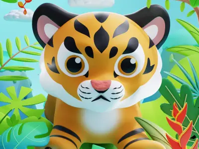 Cute Small Tiger 3D model