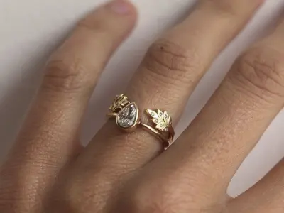 Diamond Leaves Wedding Ring 3D print model