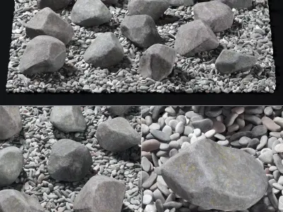 Square pebble stone street decor  3D model