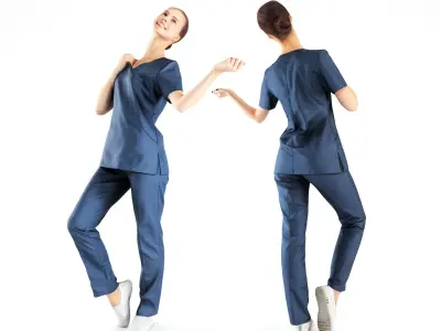 Beautiful medical nurse posing 40 Low-poly 3D model