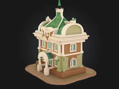 Bank Building Illustration 3D model