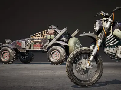 Last Guns - Apocalyptic Buggy and Motorbike Pack Low-poly 3D model