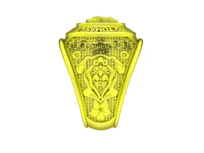 Luxury University Class Ring with Center Gemstone for Men 4940 3D print model