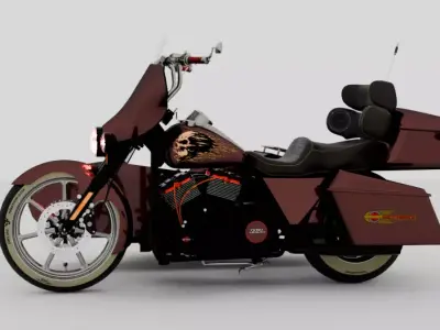 Harley-Electra Glide sitecar Low-poly 3D model