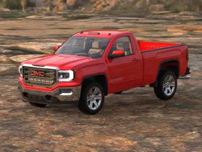 Gmc Sierra 2018 pickup high quality and lowpoly  Low-poly 3D model