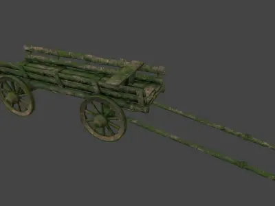 Wooden  Cart Low-poly 3D model