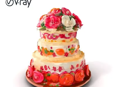 Lavish Decorative Cake Design Model Pack Low-poly 3D model