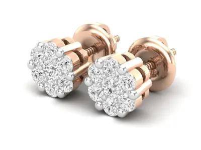 Diamond cluster earrings for woman 3D print model purchase