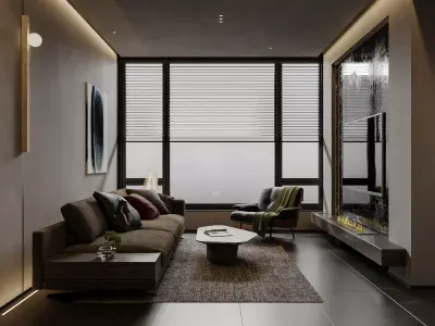 Modern living room dining room interior scenes 214 3D model