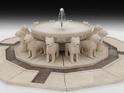 The Court Of Lions fountain Granada Alhambra 3D model