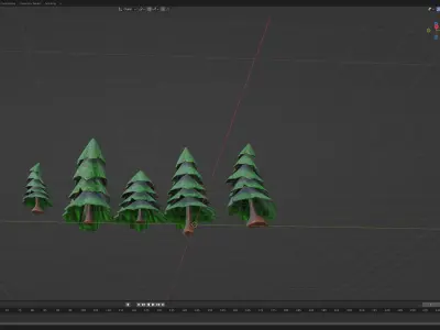Cartoon Christmas Trees Low-poly 3D model