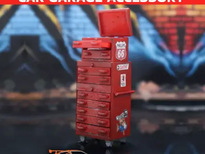 Red Mechanic Drawers Car Garage Accessory For Diorama 3D print model