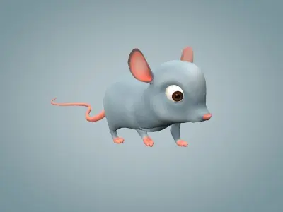Mouse holding piece of bread Low-poly 3D model