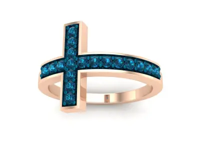 AV 615 Round Diamond Ladies Cross Fashion Ring 3D print model