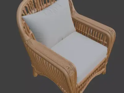 Ornate Rattan Armchair 3D model