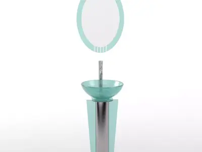 Fresca Vitale Modern Glass Bathroom Vanity With Mirror 3D model