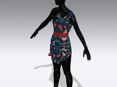 Woman Cloth Dress Low-poly 3D model 4