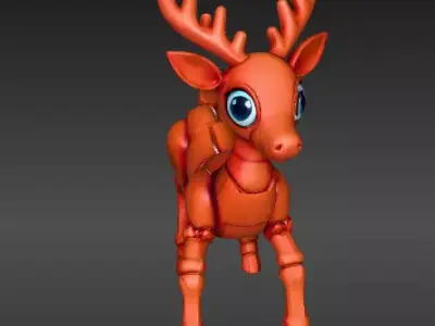 Flexi Reindeer Articulated Holiday Reindeer 3D Print Model Low-poly 3D model