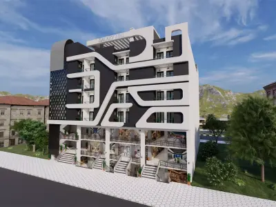 SHOPPING MALL OR APARTMENT BUILDING DESIGN Low-poly 3D model