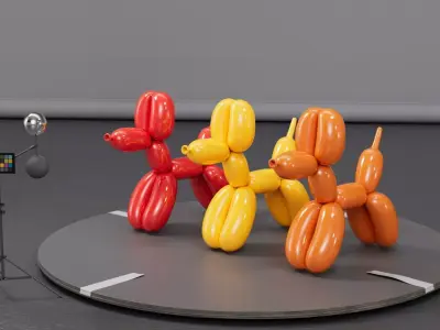 Balloon Dog Prop  Stylized 3D Model Lookdev  Render Ready Free 3D model