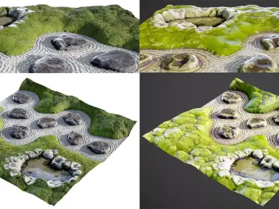 Japanese Zen Garden 08 - Realistic and Stylized Low-poly 3D model