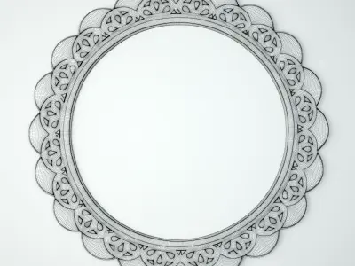 Vintage Scalloped Metal Work Mirror 3D model