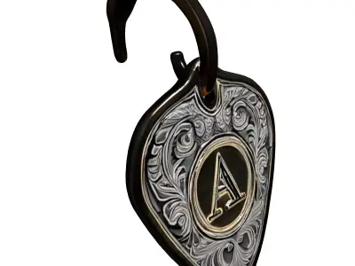 Decorative Initial A Heart Pendant Charm Low-poly 3D model