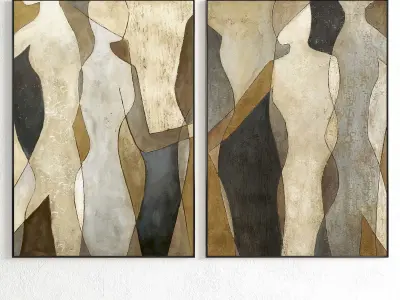 Plaster Two Photo Frame 213 Low-poly 3D model