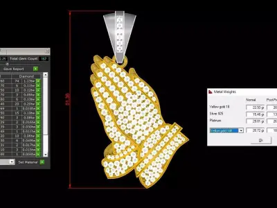 Praying Hands Pendant Jewelry Gold 3D print model