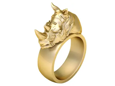 RHINO ANIMAL RING 3D PRITABLE MODLE  3D print model