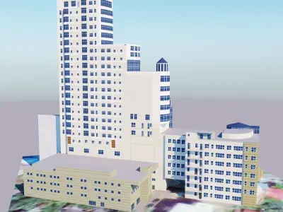 skyscraper high rise building Low-poly 3D model